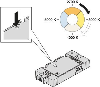 2cestný rozbočovač, Häfele Connect Mesh, 3pólové (tunable white), 12 V, přepínatelné kabelové-bezdrátové spínání