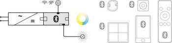 2cestný rozbočovač, Häfele Connect Mesh, 3pólové (tunable white), 12 V, přepínatelné kabelové-bezdrátové spínání