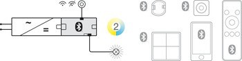 2cestný rozbočovač, Häfele Connect Mesh, přepínatelné kabelové-bezdrátové spínání, 2pólové (jednobarevné), 24 V