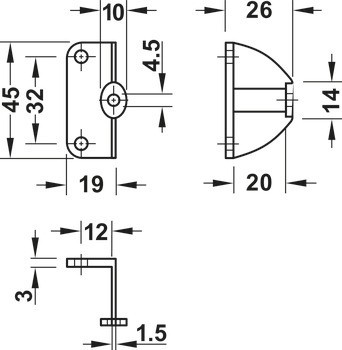 Adaptér, Häfele Déco, zinková slitina, pro posuvně skládací dveře