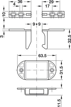 Automatická záskočka dveří, Häfele Symo CL, k přišroubování, zinková slitina, záskočka
