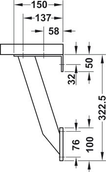 Barová konzole, Hliník, plochá hranatá podpěra