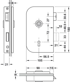 BB zámek pro skleněné dveře, GHP 103, Startec