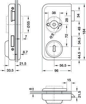 BB zámek pro skleněné dveře, GHP 103, Startec