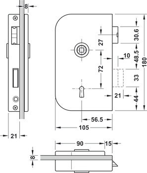 BB zámek pro skleněné dveře, GHP 103, Startec