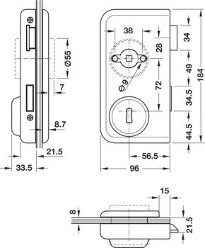 BB zámek pro skleněné dveře, GHP 103, Startec