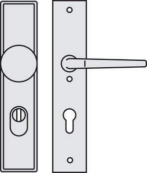 Bezpečnostní dveřní kliky, hliník, A91.12 SB5-LS, dlouhý štít