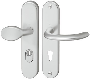 Bezpečnostní dveřní kliky, Hliník, Hoppe, Marseille 76G/3332ZA/3410/1138 třída odolnosti 1 (třída bezpečnosti 2), s krytem vložky