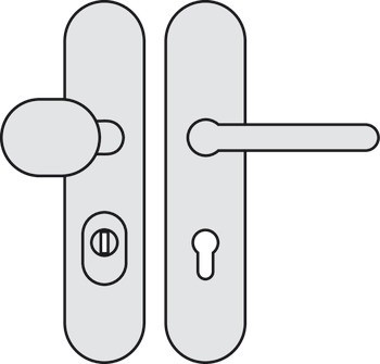 Bezpečnostní dveřní kliky, Hliník, Hoppe, Paris 86G332/3310/138L(138) třída odolnosti 1 (třída bezpečnosti 2)