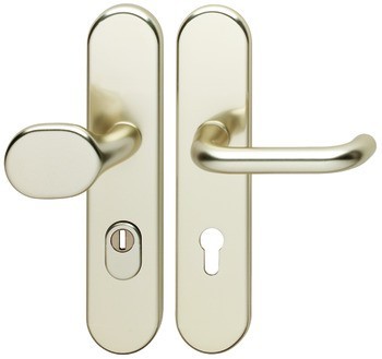 Bezpečnostní dveřní kliky, Hliník, Hoppe, Paris 86G/3332ZA/3310/138L(138) třída odolnosti 1 (třída bezpečnosti 2), s krytem vložky