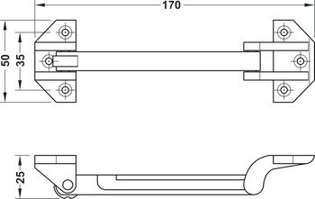 Bezpečnostní omezovač dveří, pro otočné dveře, zinková slitina, Startec