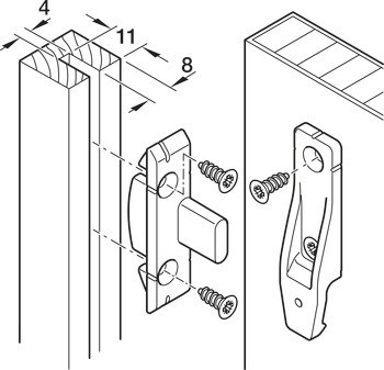 Část desky, Häfele Pacofix SF/DF-L, s montážním držákem