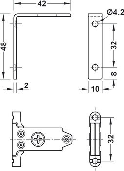 Čelní kování, Häfele Matrix Box Slim A, pro výšku bočnice zásuvky 175 mm