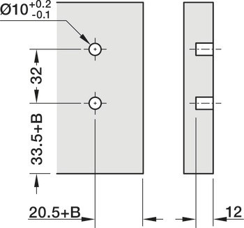 Čelní kování, pro zásuvku Blum Merivobox