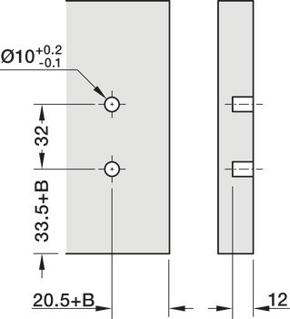 Čelní kování, pro zásuvku Blum Merivobox