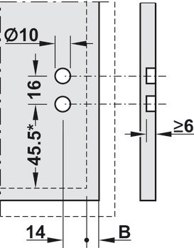 čelní kování, systémová výška N, pro tenké čelní panely, pro zásuvku Blum Legrabox