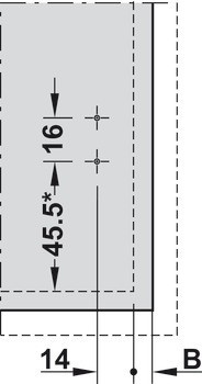 čelní kování, systémová výška N, pro zásuvku Blum Legrabox