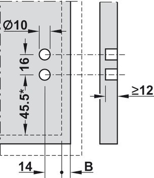 čelní kování, systémová výška N, pro zásuvku Blum Legrabox