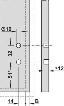 čelní kování, výška K, pro zásuvku Blum Legrabox