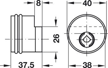 Čepový zámek pro skleněné dveře, Häfele Symo, k nalepení