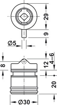 Čepový zámek pro skleněné dveře, Häfele Symo, k přišroubování