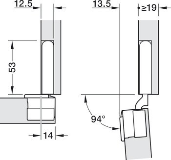 Concealed Hinge, Salice Conecta, 94°, for wooden doors, for concealed mounting