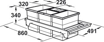 Čtyřdílný třídič odpadu, 2 x 18 a 2 x 8 litrů, Separato-K