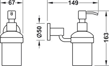 Dávkovač na mýdlo s držákem, S matně saténovým sklem, kulaté