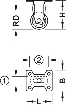 Designové nábytkové kolečko, Nosnost 12-50 kg, pevné nebo volnoběžné