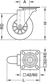 Designové nábytkové kolečko, Řiditelné