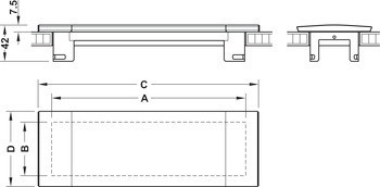 Designový montážní rám, Pro modulární zásuvkový díl, tloušťka stolové desky od 10 mm