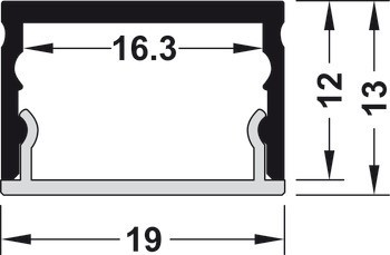 Designový profil pro spodní montáž, Celková výška: 13 mm, výška profilu 12 mm