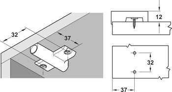 Deska křížového adaptéru, pro mechanismus tlumeného zavírání, pro řadu vrtaných otvorů 32 mm