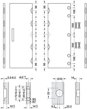 Dřevěné otočně posuvné dveře, Häfele Slido F-Park72 60B, sada