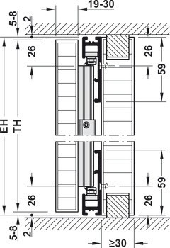 Dřevěné otočně posuvné dveře, Hawa Concepta 25/30 průmyslová sada