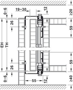 Dřevěné otočně posuvné dveře, Hawa Concepta 25/30/40/50, sada
