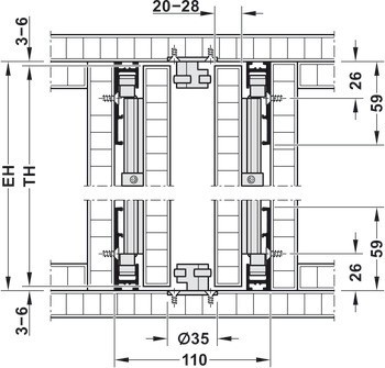 Dřevěné otočně posuvné dveře, Hawa Concepta 25/30/40/50, sada