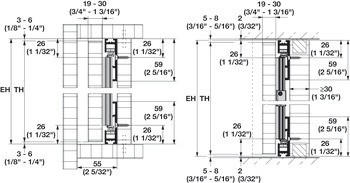 Dřevěné otočně posuvné dveře, Hawa Concepta 25/30/40/50, sada