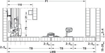 Dřevěné posuvně skládací dveře, Hawa Folding Concepta 25, sada, závěsy s mechanismem tlumeného zavírání