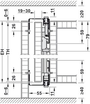Dřevěné posuvně skládací dveře, Hawa Folding Concepta 25, sada, závěsy s mechanismem tlumeného zavírání