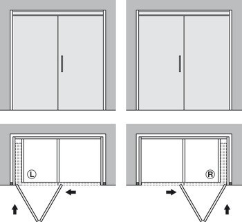 Dřevěné posuvně skládací dveře, Hawa Folding Concepta 25, sada, závěsy s mechanismem tlumeného zavírání