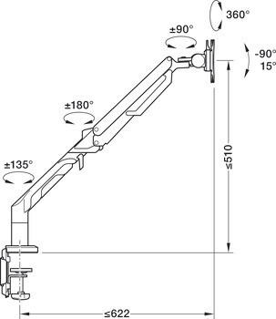 Držák monitoru, Häfele Officys MA 11, s jedním ramenem