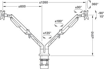 Držák monitoru, Häfele Officys MA 12, se dvěma rameny
