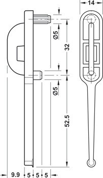 Držák police, pro dřevěné police, plast, pro tloušťku police 10–28 mm