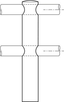 Držák relingu, systém relingu nástavby, pro 2 relingy nástavby 10 mm, středový sloupek
