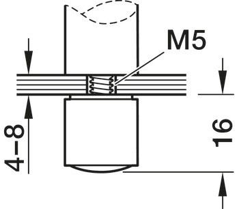 Držák relingu, systém relingu nástavby, pro 2 relingy nástavby 10 mm, středový sloupek