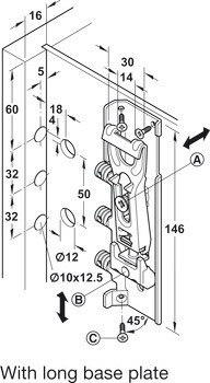 Držák skříňky, nástěnná skříňka, k nalisování a přišroubování