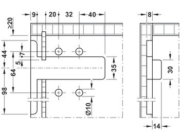 Držák skříňky, spodní skříňka, pro frézování a lisování