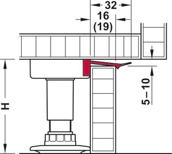 Držák soklu, pro soklový systém Häfele AXILO® 78 a 48