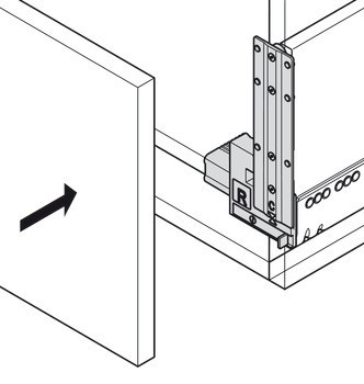 Důlkovací přípravek pro zpracování čelního panelu, Blum Legrabox